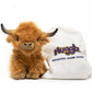 Brown Highland Cow - Warmable, Weighted, Washable  - Dimensions: Approx. 12" tall, 2 lbs - Hugglz