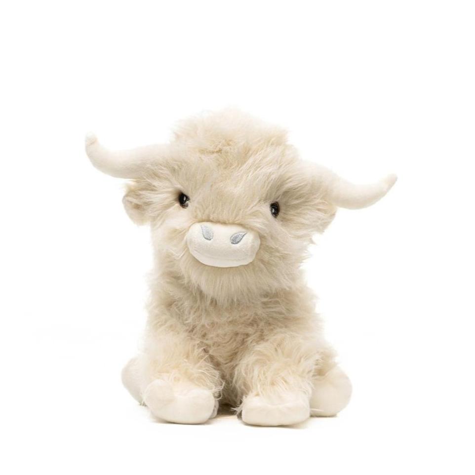 White Highland Cow - Warmable, Weighted, Washable  - Dimensions: Approx. 12" tall, 2 lbs - Hugglz