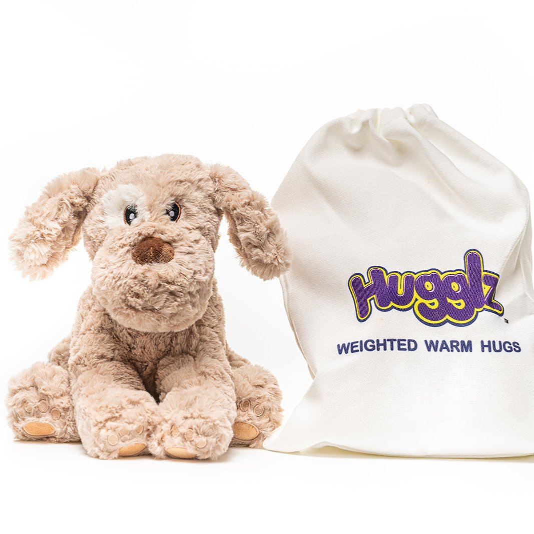 Brown Dog - Warmable, Weighted, Washable - Dimensions: Approx. 12" tall, 2 lbs - Hugglz