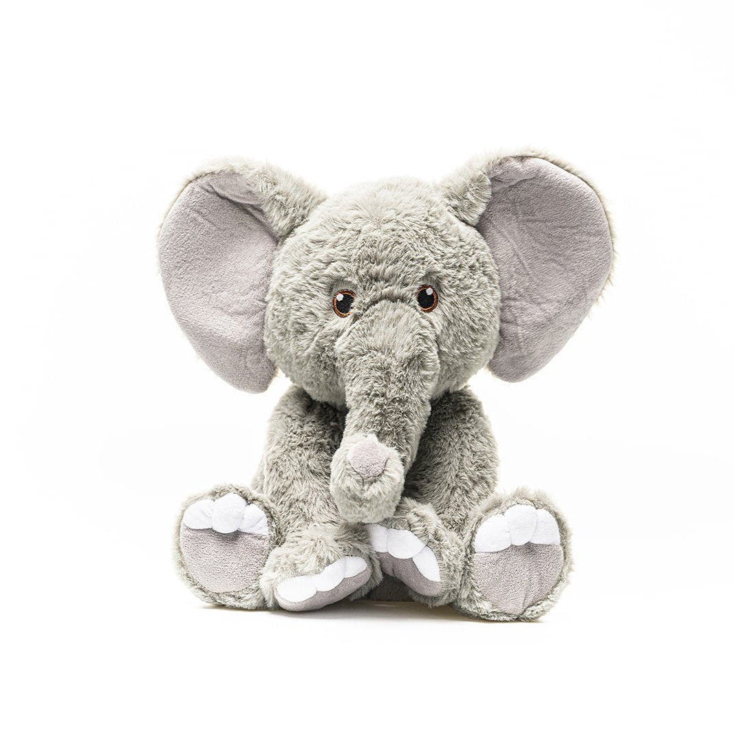 Grey Elephant - Warmable, Weighted, Washable  - Dimensions: Approx. 12" tall, 2 lbs - Hugglz