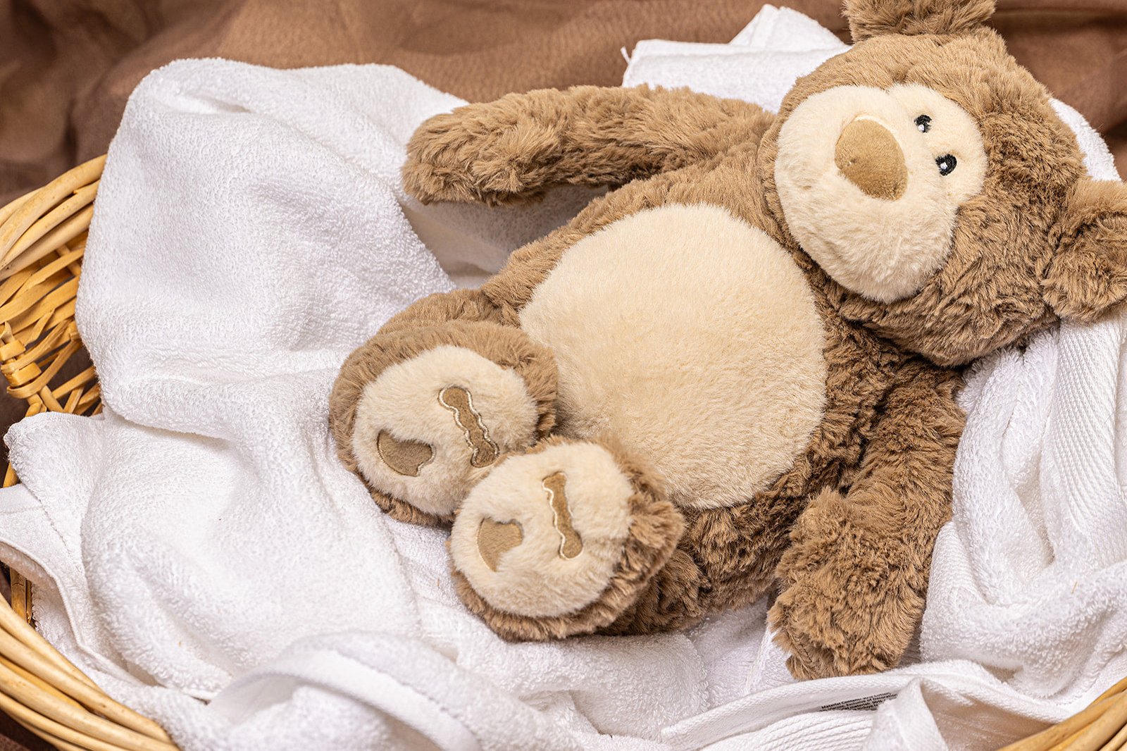 Soft Brown Bear - Warmable, Weighted, Washable  - Dimensions: Approx. 12" tall, 2 lbs - Hugglz