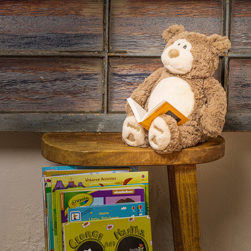 Soft Brown Bear - Warmable, Weighted, Washable  - Dimensions: Approx. 12" tall, 2 lbs - Hugglz