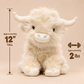 White Highland Cow weighted plush showing approximately 12-inch height and 2-lb weight