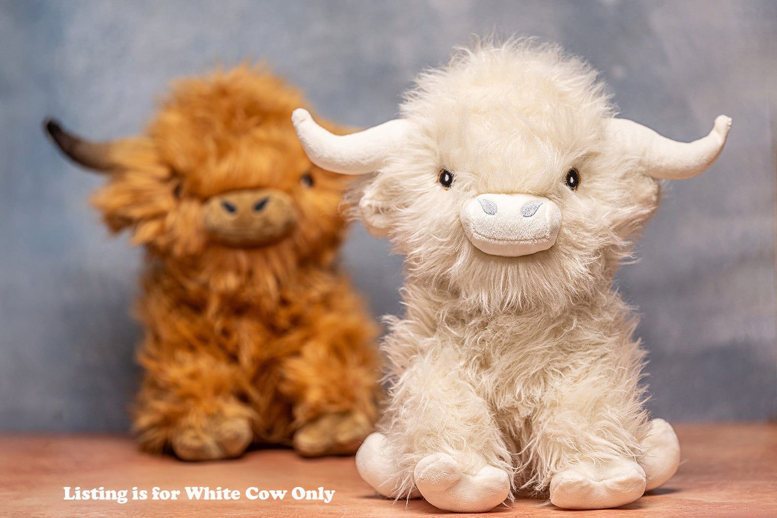 White Highland Cow Weighted Plush Warmable, Washable Comfort Plush, Perfect Gift, 11